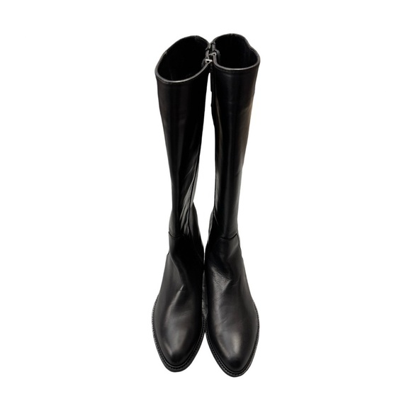 Aquatalia Size 7 Italian Leather Tall Riding Boots In Black Side Zip Equestrian - Picture 7 of 15